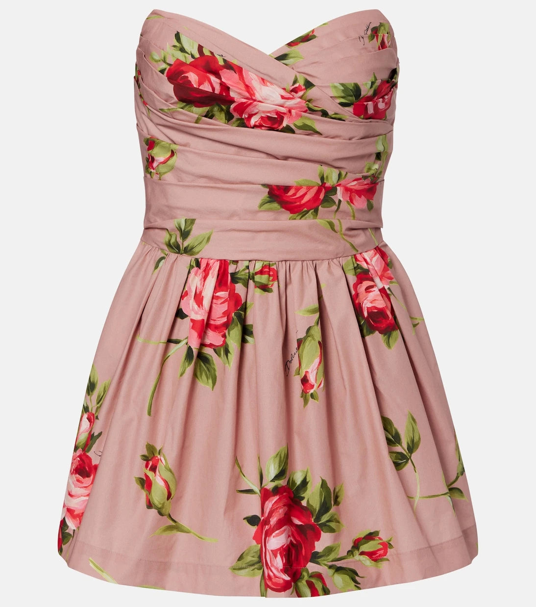 Dolce&Gabbana - Floral strapless cotton minidress
