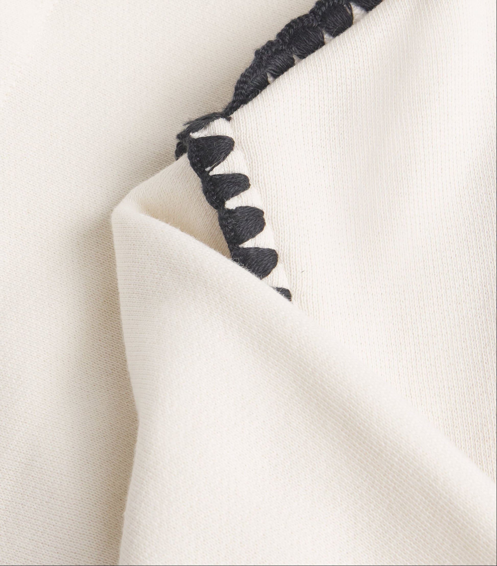 Ivory Vintage Terry Blanket-Stitch Sweatshirt