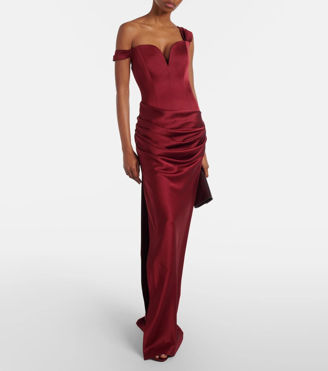 Alex Perry - Draped crêpe satin bustier gown