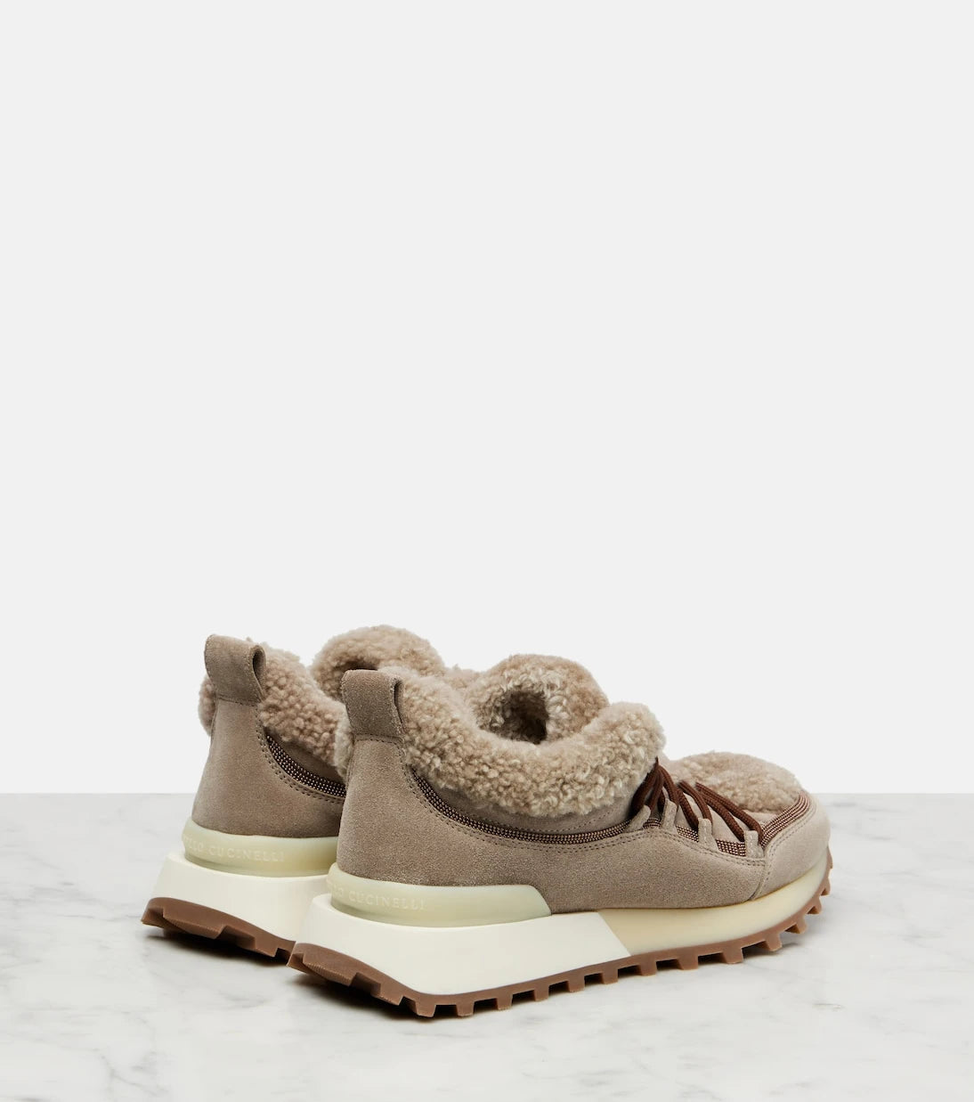 Brunello Cucinelli - Shearling-lined suede sneakers