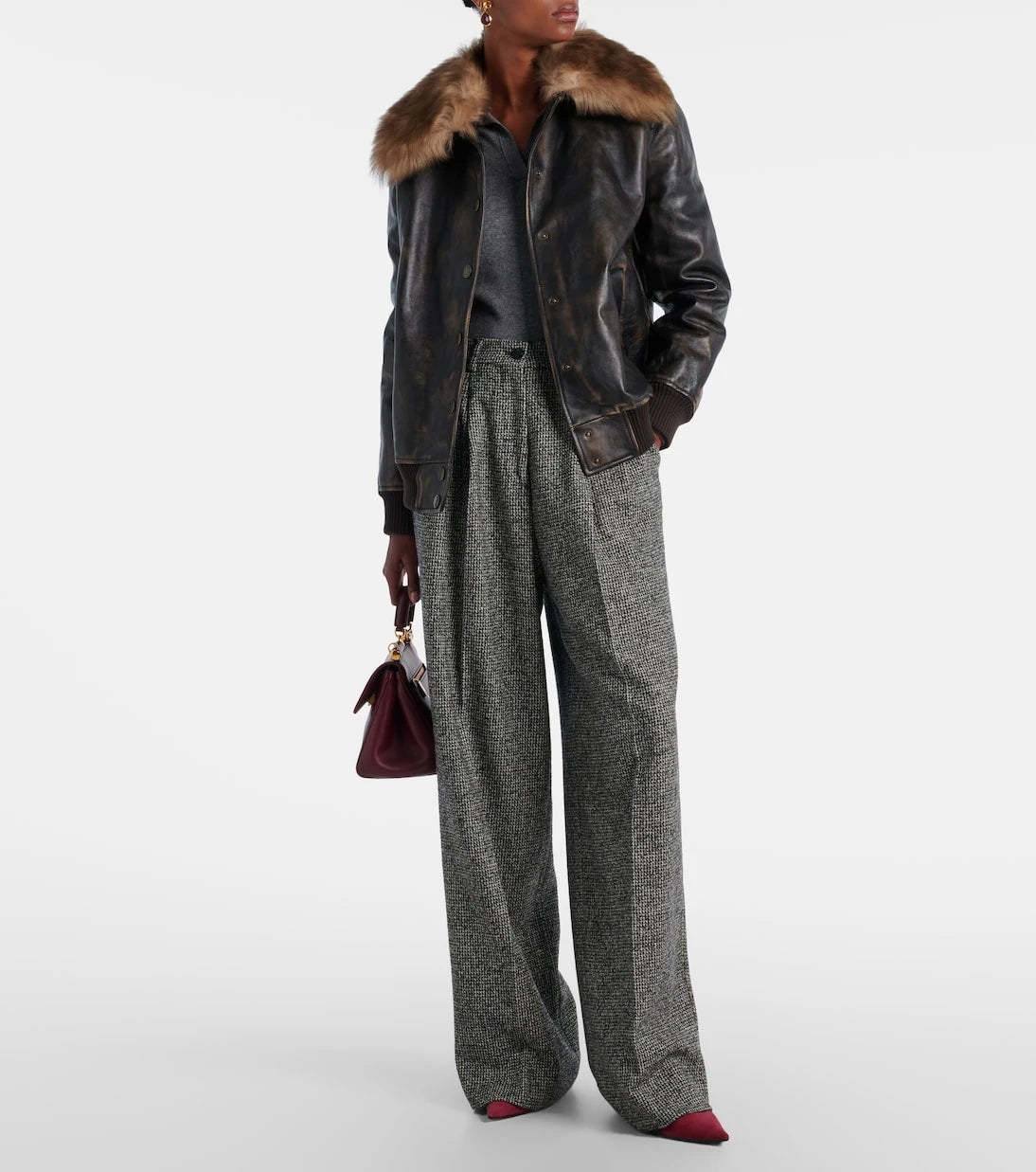 Dolce&Gabbana - Pleated wool-blend wide-leg pants