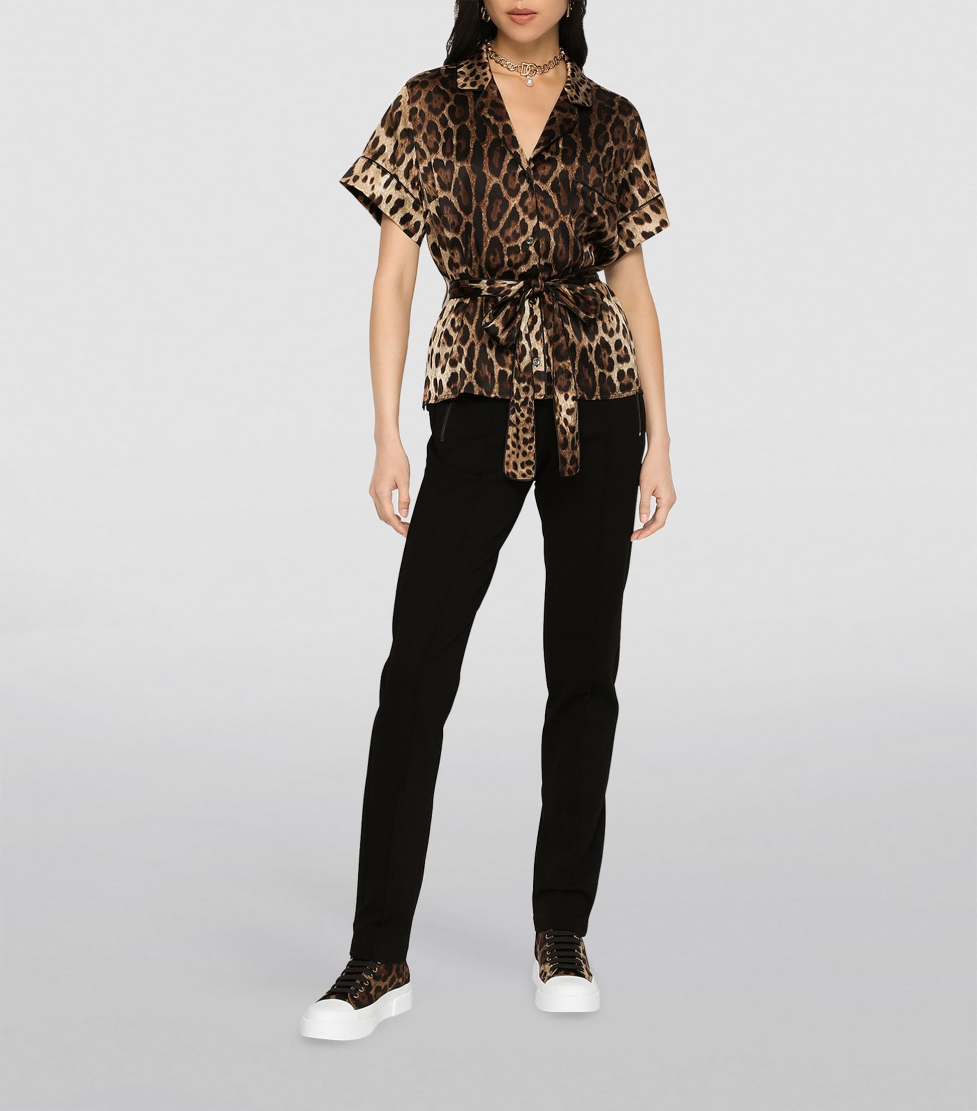 Stretch-Silk Belted Shirt