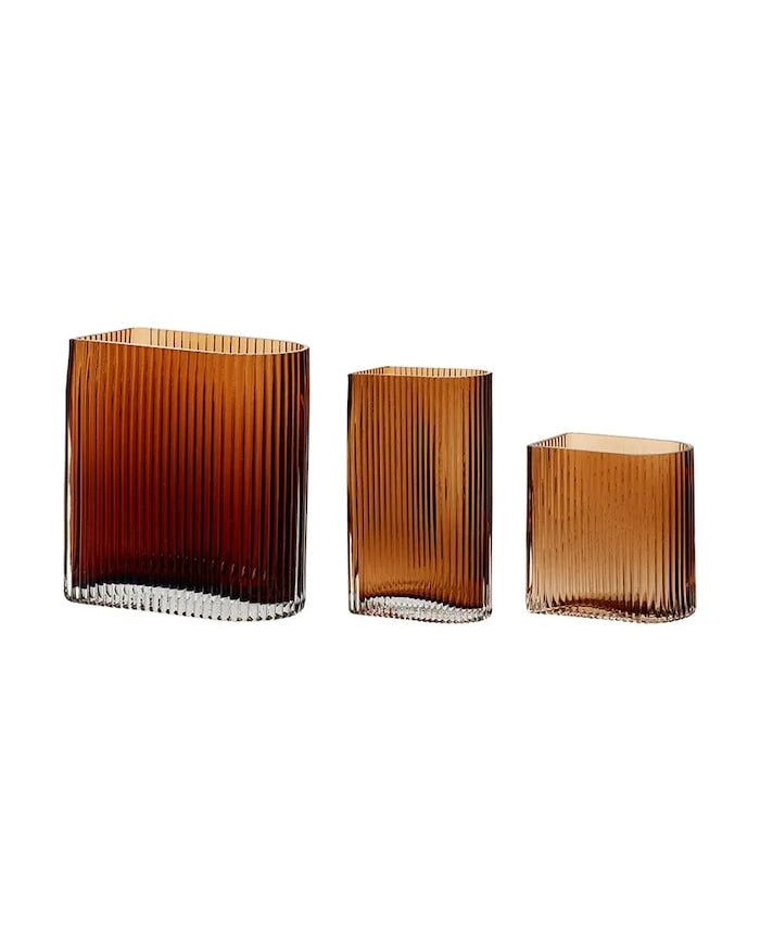 Hübsch Amber Dekoratif Vazolar Seti 13/18/20 cm (3 Parça)