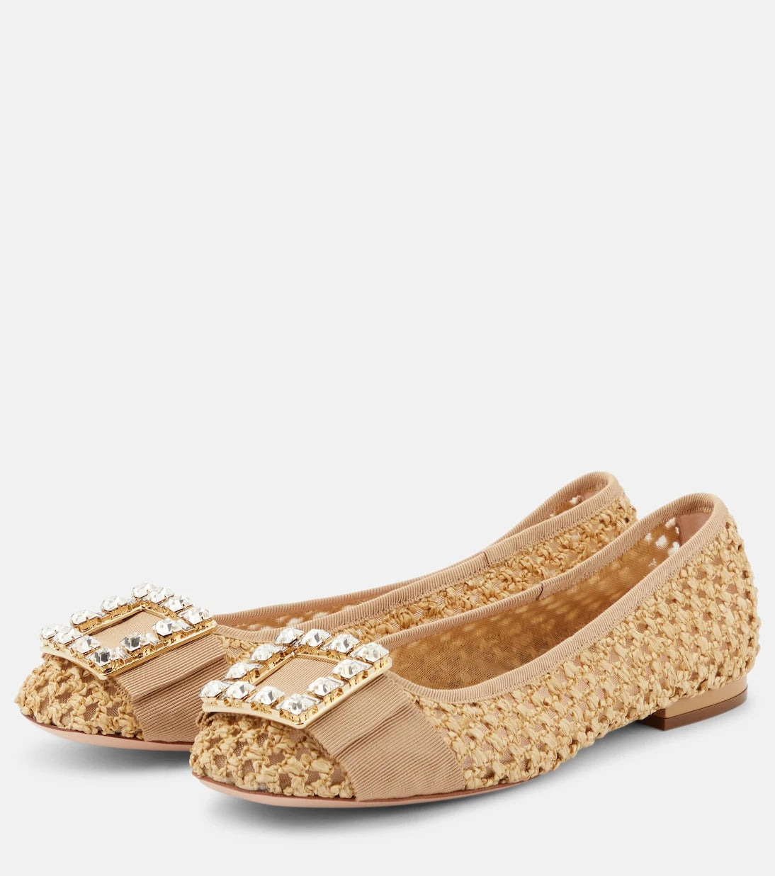 Roger Vivier - Très Vivier raffia-effect ballet flats