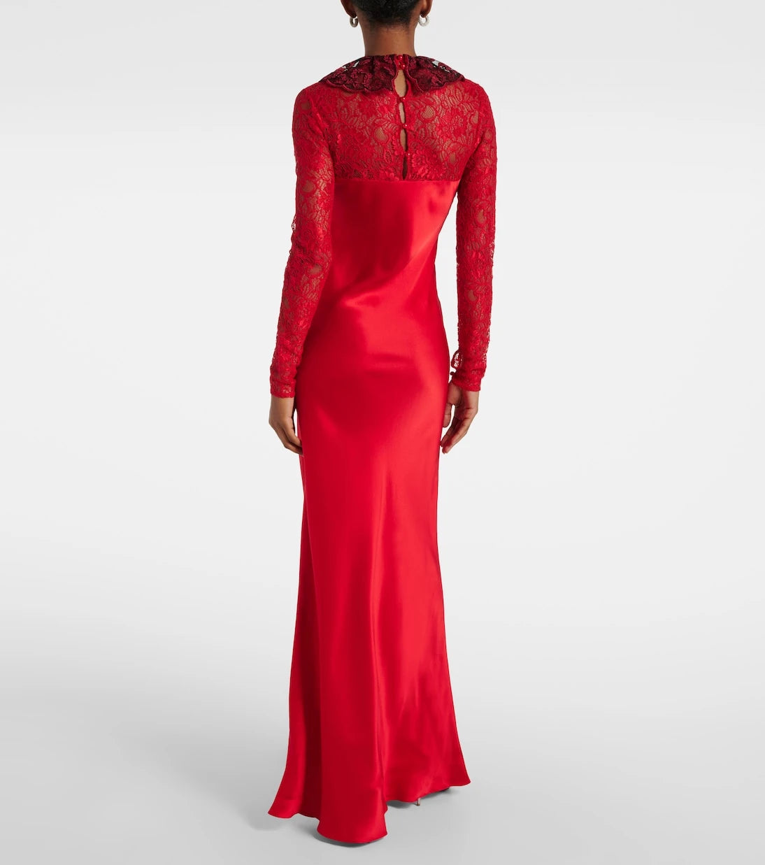 Rodarte - Lace-trimmed silk-blend satin gown