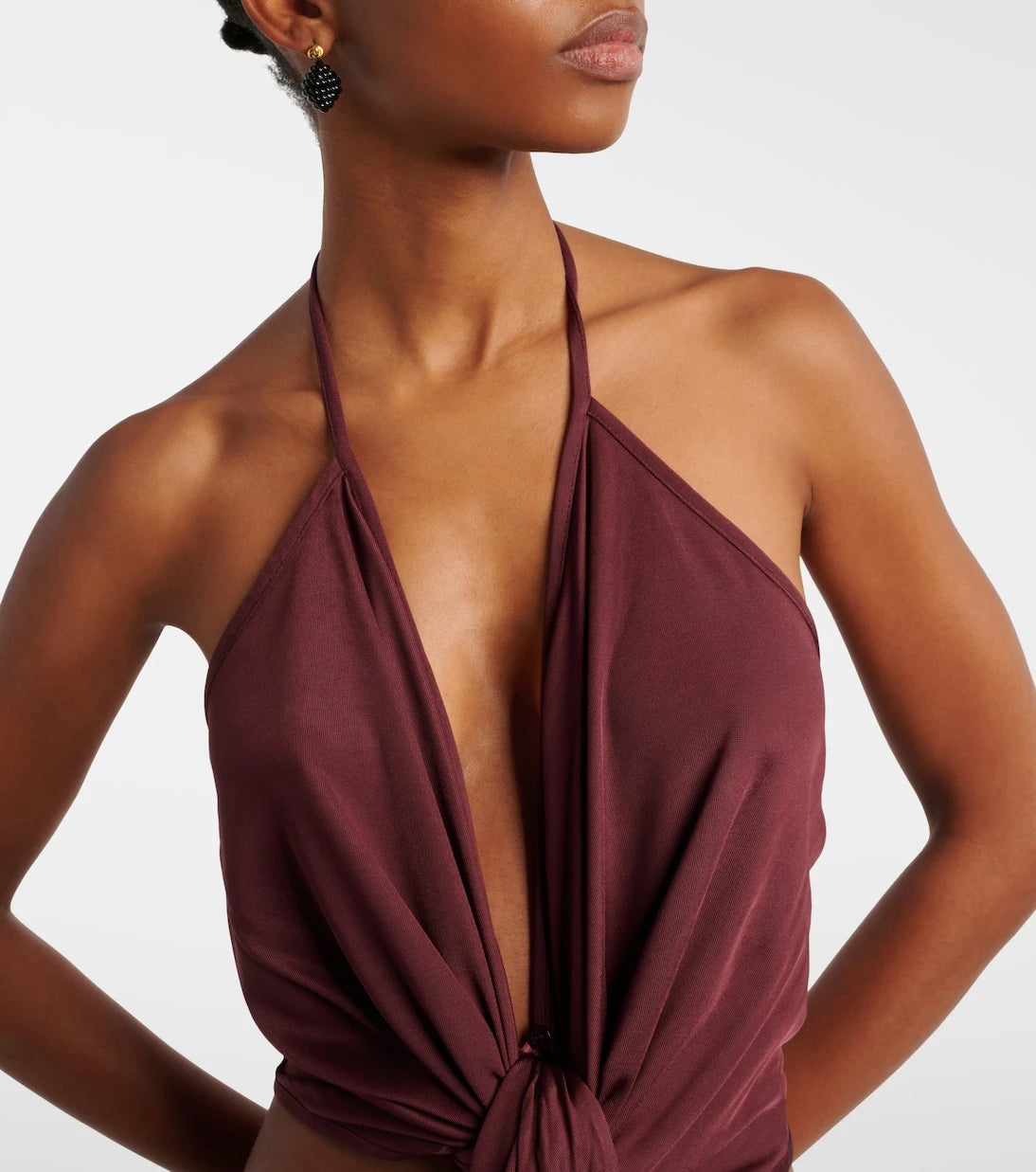 Aya Muse - Kaima draped jersey crop top