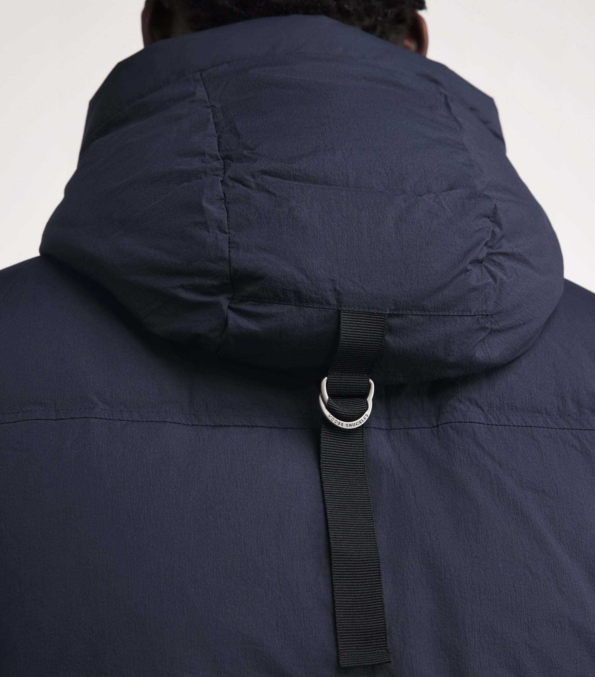 Moose Knuckles Navy Down Shearling-Trim 3Q Jacket