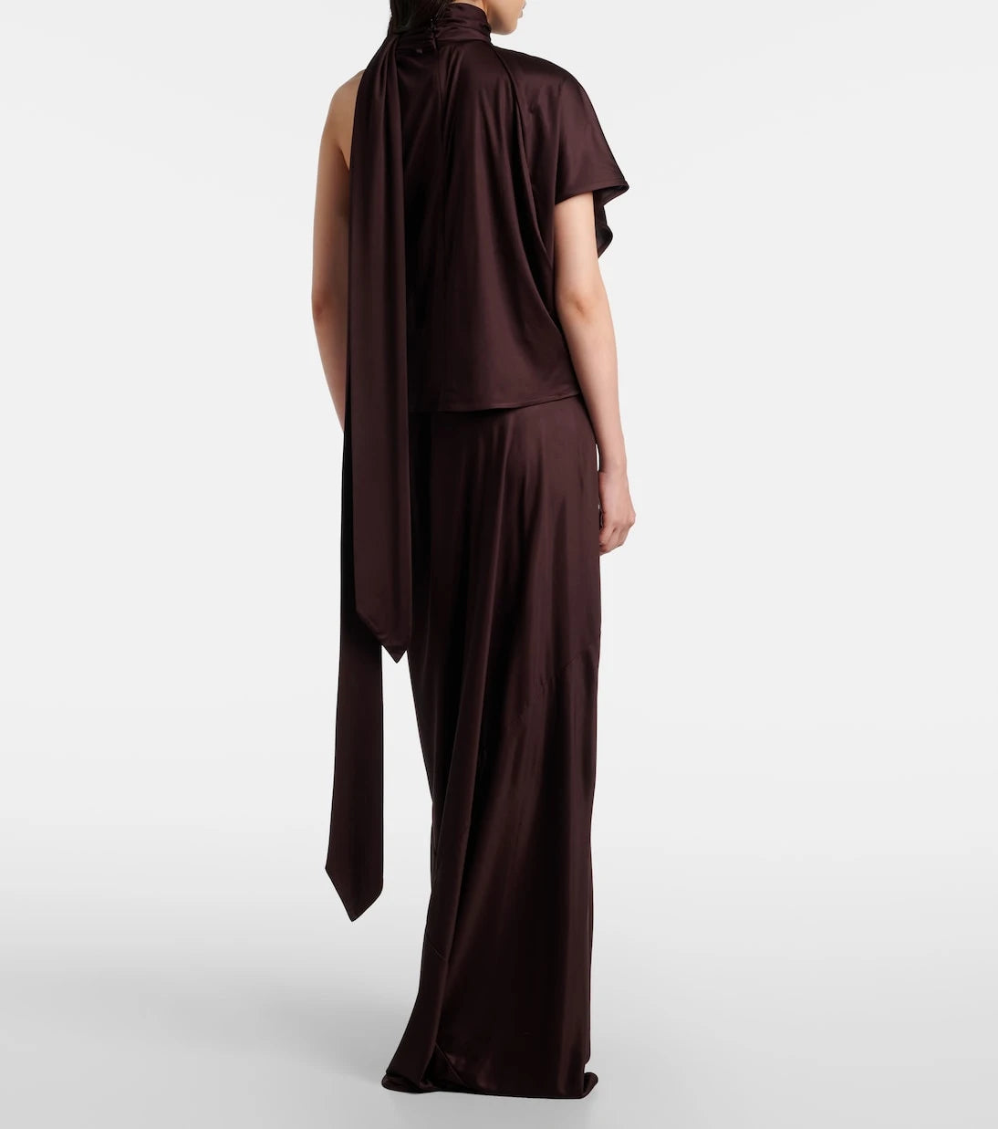 Dries Van Noten - Scarf-detail draped satin top