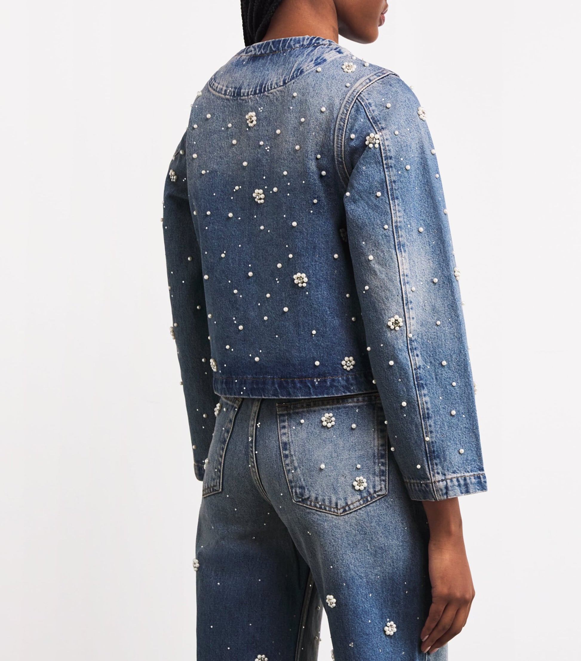 Blue Denim Embellished Jacket