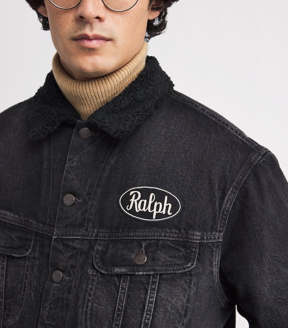 Black Logo Trucker Denim Jacket