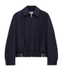 Navy Wool-Silk Buckled Shirt Jacket
