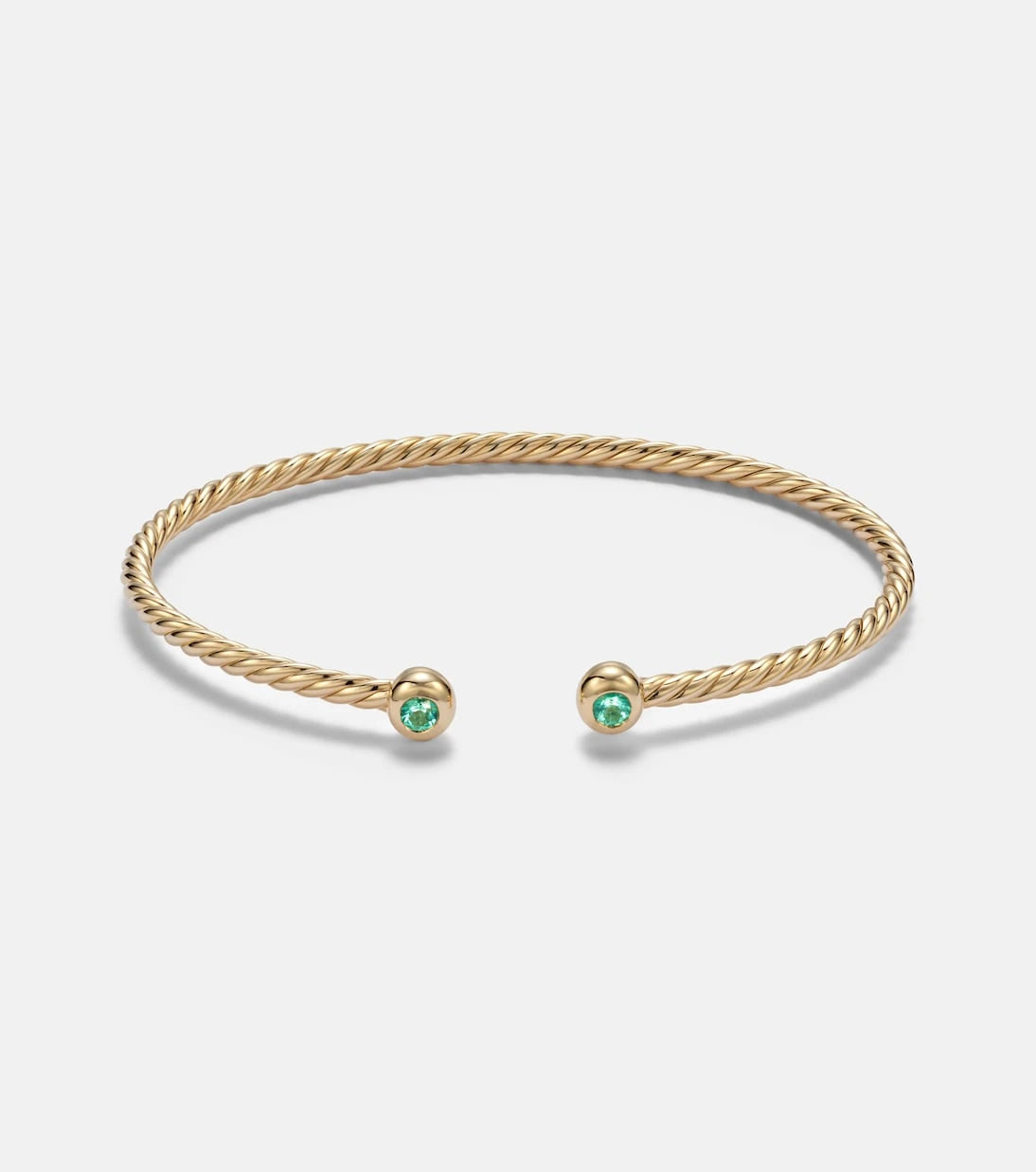 David Yurman - Cablespira® Flex Micro 18kt gold cuff bracelet with emeralds