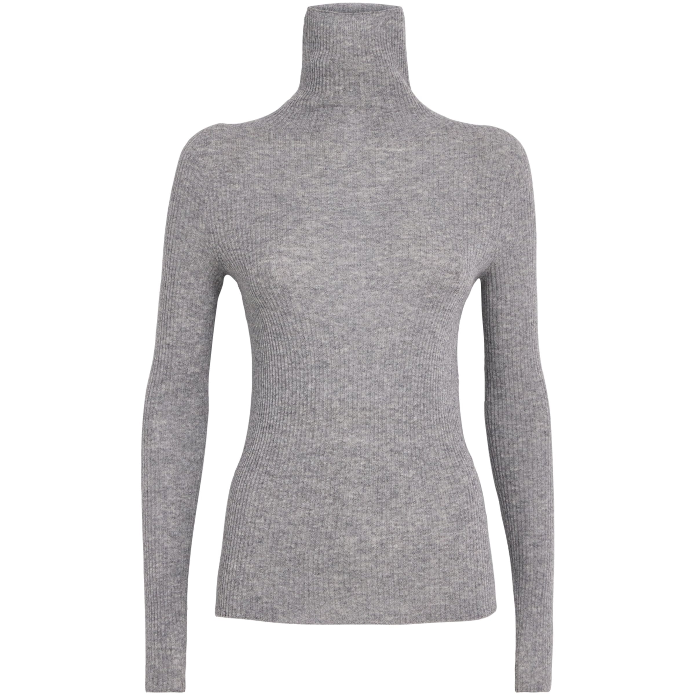 Fabiana Filippi Grey Wool-Silk-Cashmere Ribbed Sweater