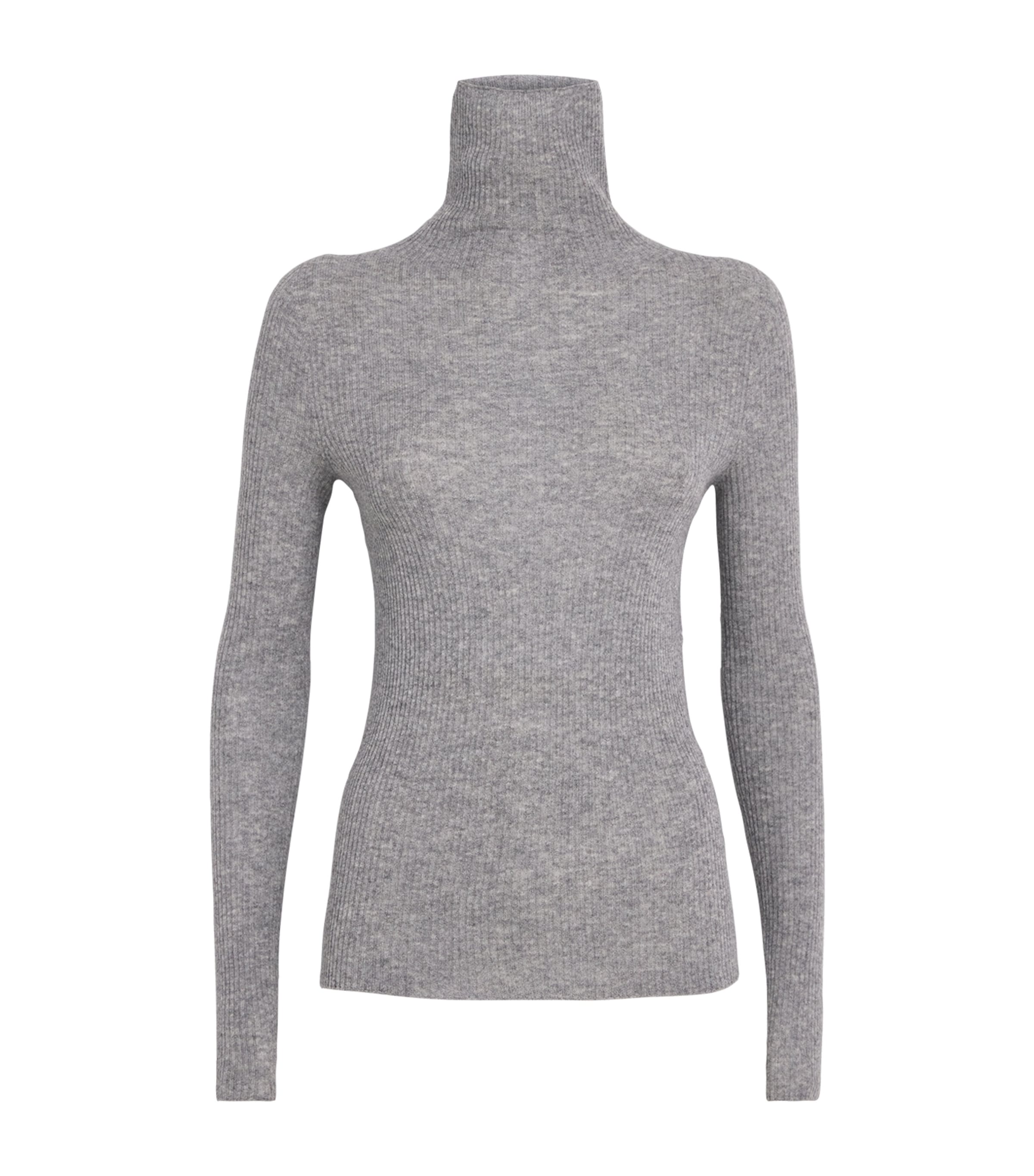 Fabiana Filippi Grey Wool-Silk-Cashmere Ribbed Sweater