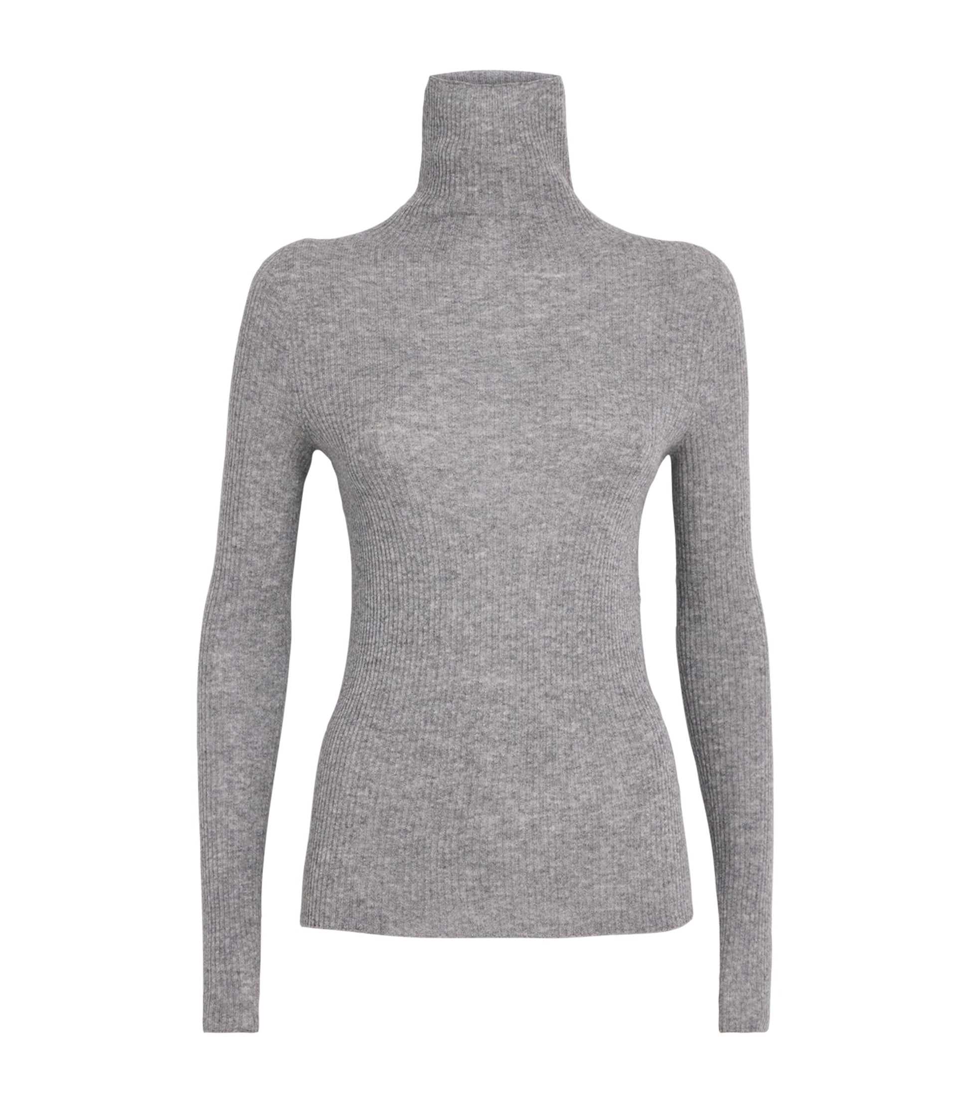 Fabiana Filippi Grey Wool-Silk-Cashmere Ribbed Sweater