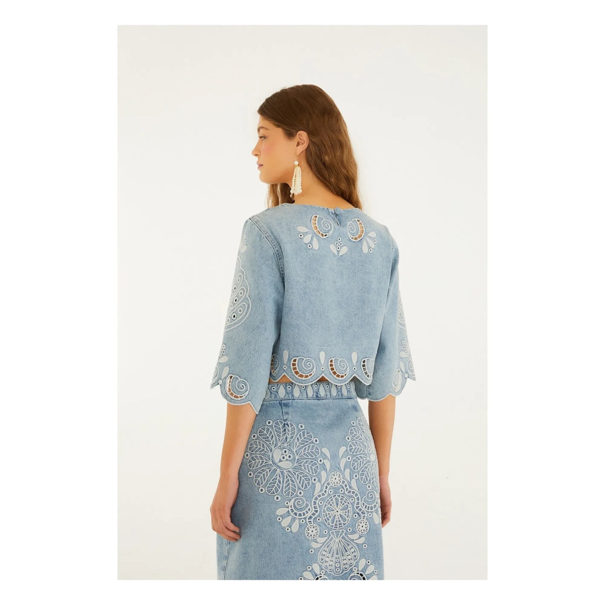 Farm Rio - Richelieux blouse | Denim blue