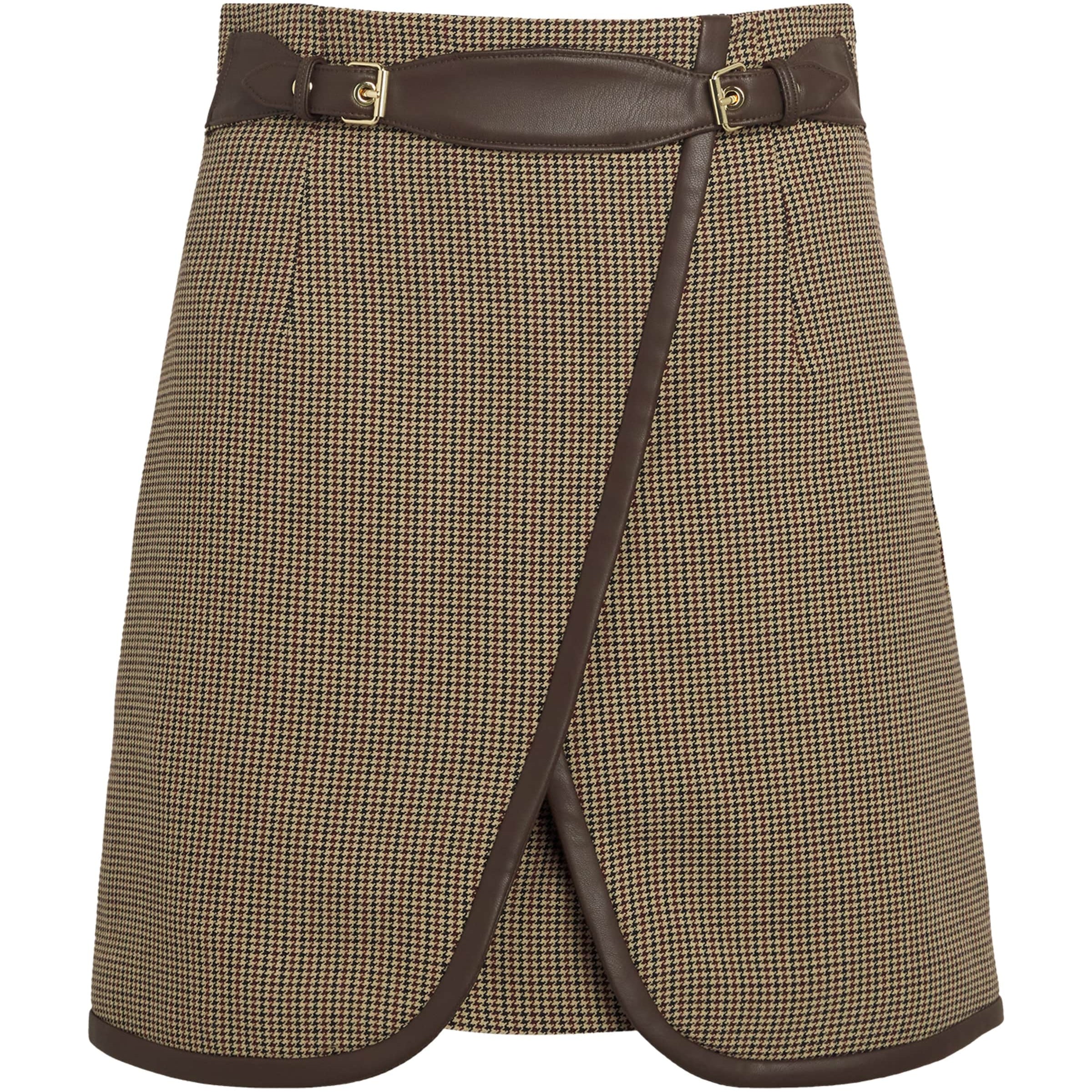 Multi Check Belted Mini Skirt