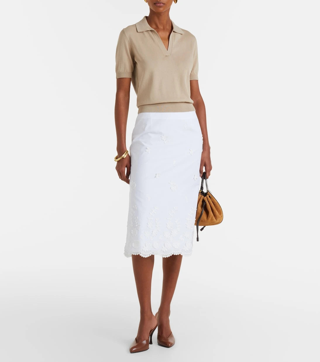 Altuzarra - Malik embroidered cotton midi skirt