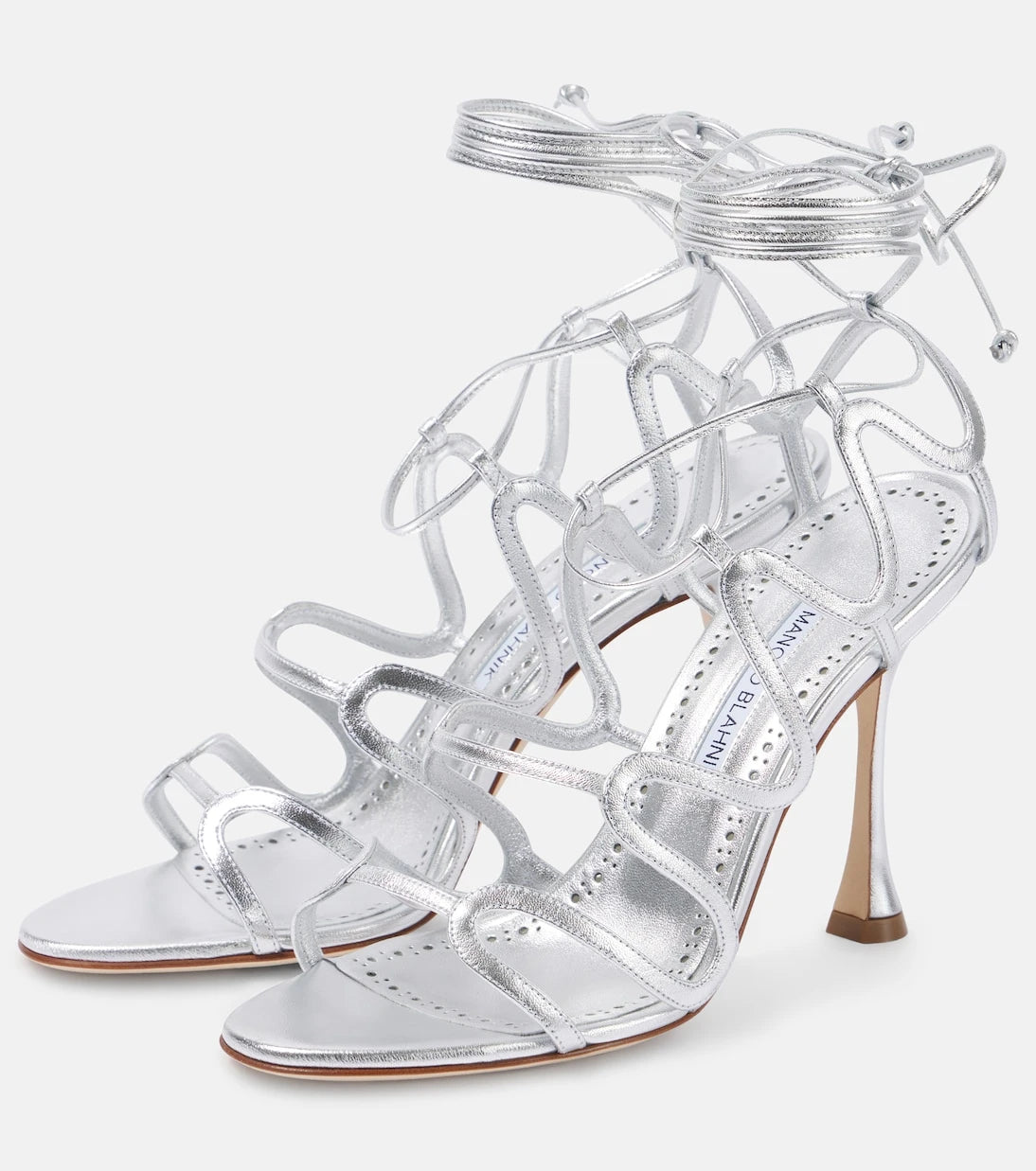 Manolo Blahnik - Fawda 105 metallic leather sandals