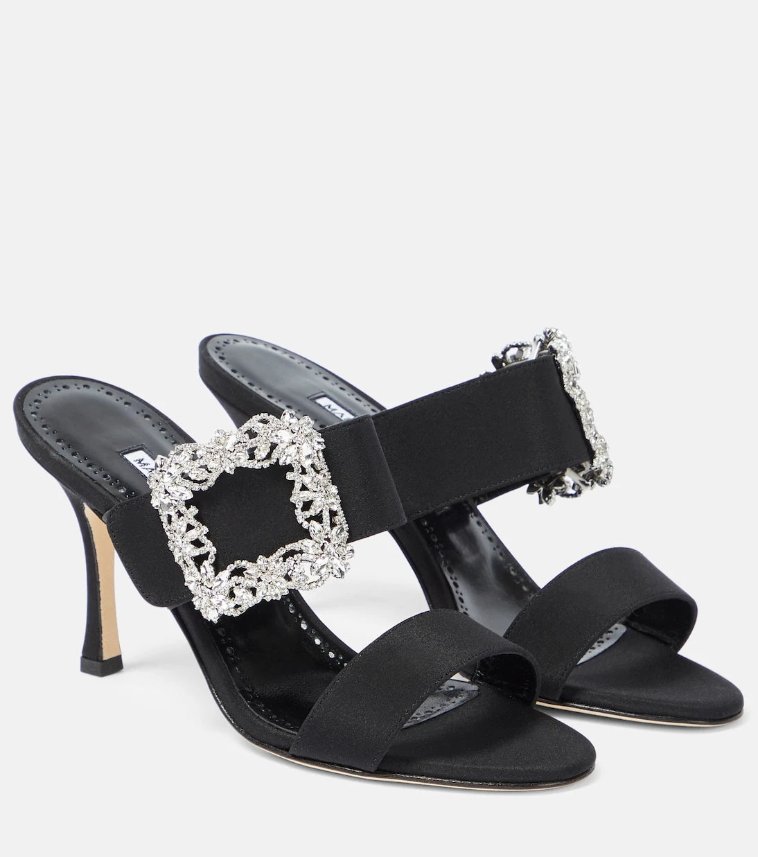 Manolo Blahnik - Gable embellished satin sandals