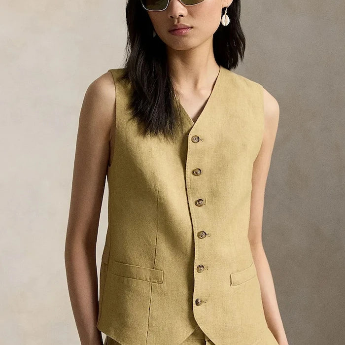 Polo Ralph Lauren tek sıralı yelek kadın keten