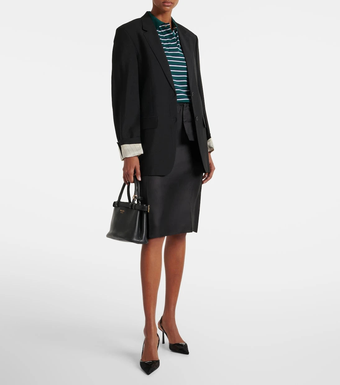 Prada - Silk twill midi skirt