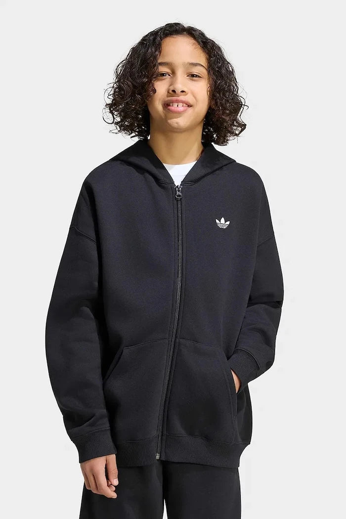 adidas Originals çocuklar için pamuklu fermuarlı kapüşonlu sweatshirt
