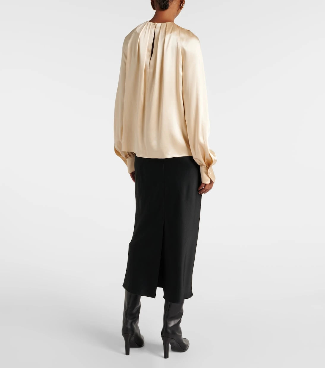 Max Mara - Elegante Key torchon silk satin blouse