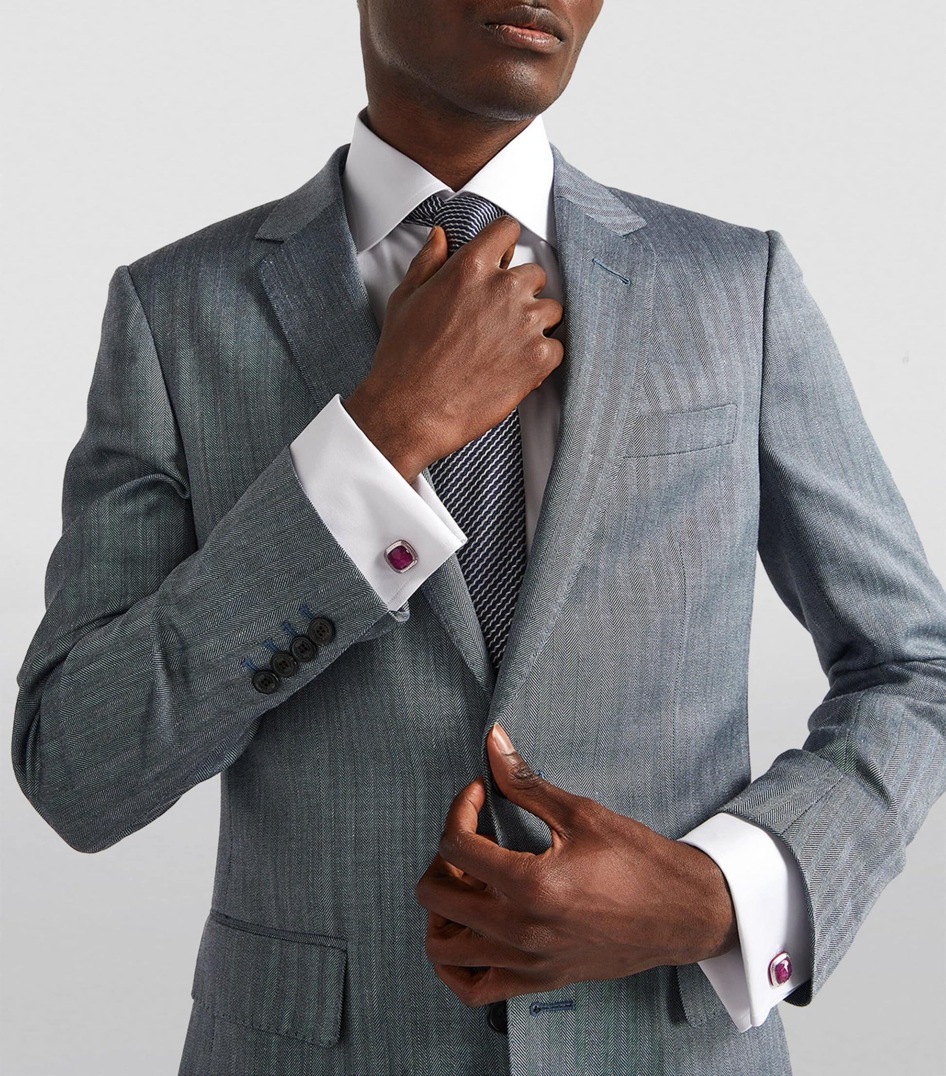 Sterling Silver and Ruby Square Cufflinks