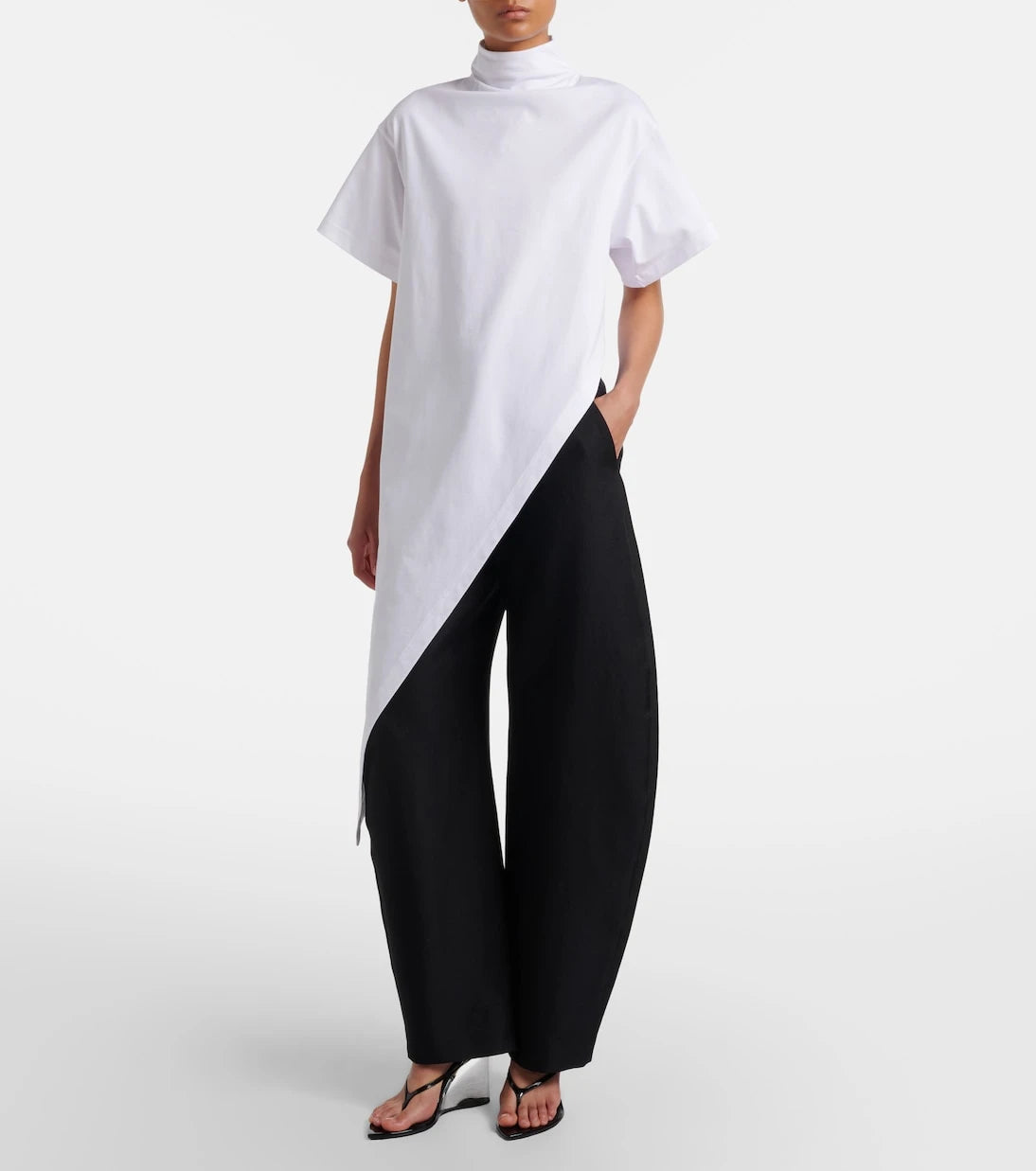 Alaïa - Asymmetric cotton jersey T-shirt