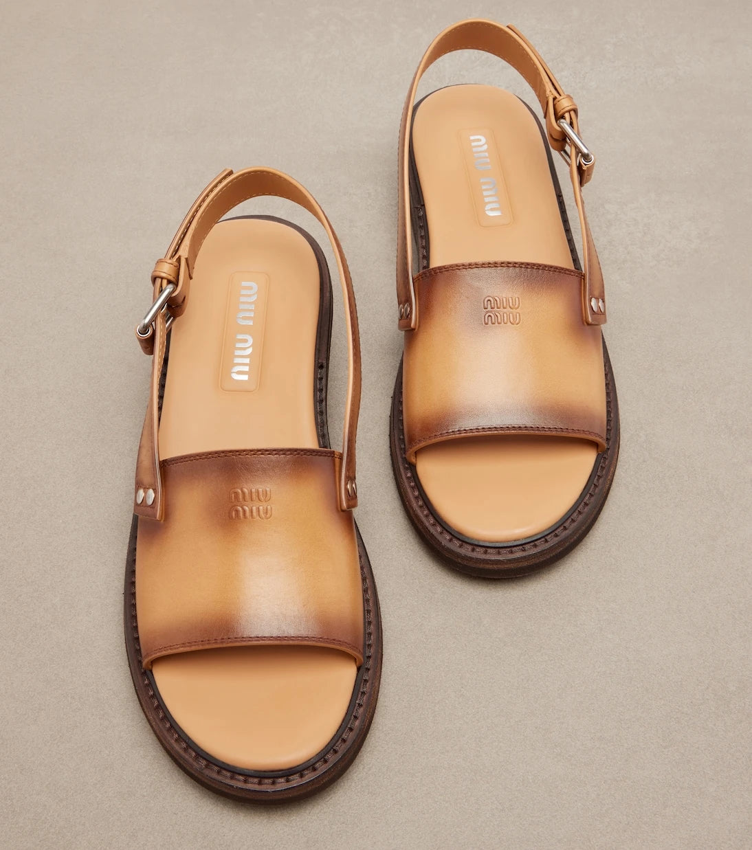 Miu Miu - Leather slingback sandals