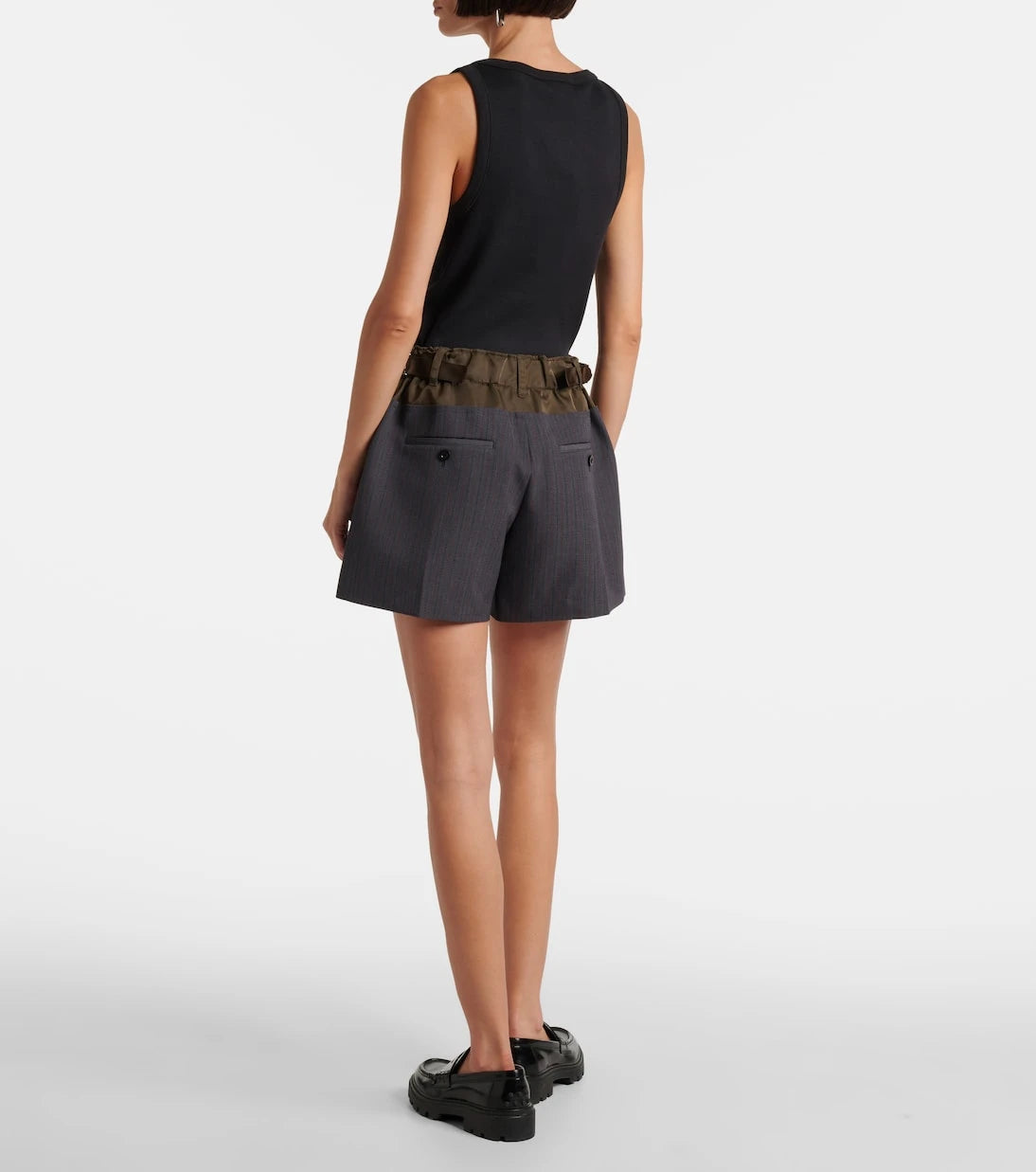 Sacai - Paneled striped shorts