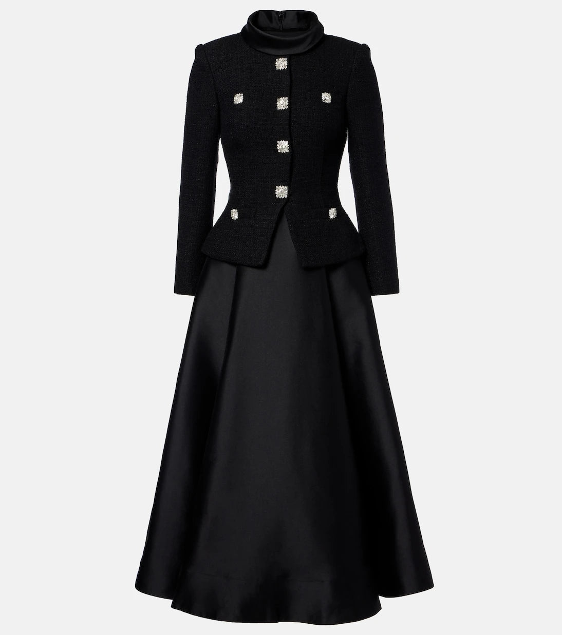 Self-Portrait - Bouclé taffeta midi dress