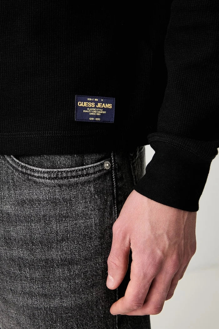 Guess Jeans uzun kollu erkek pamuklu elastanlı bluz