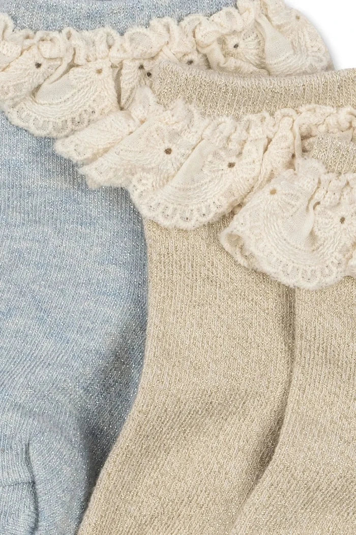 Konges Sløjd чорапи за деца 2 PACK GLITTER FRILL SOCKS 2 броя