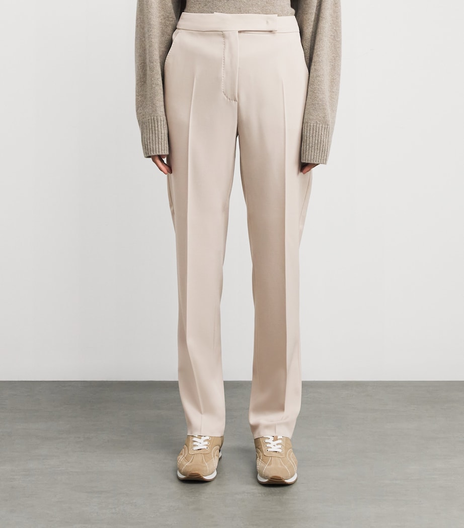 Virgin Wool Straight Tailored Trousers IVORY