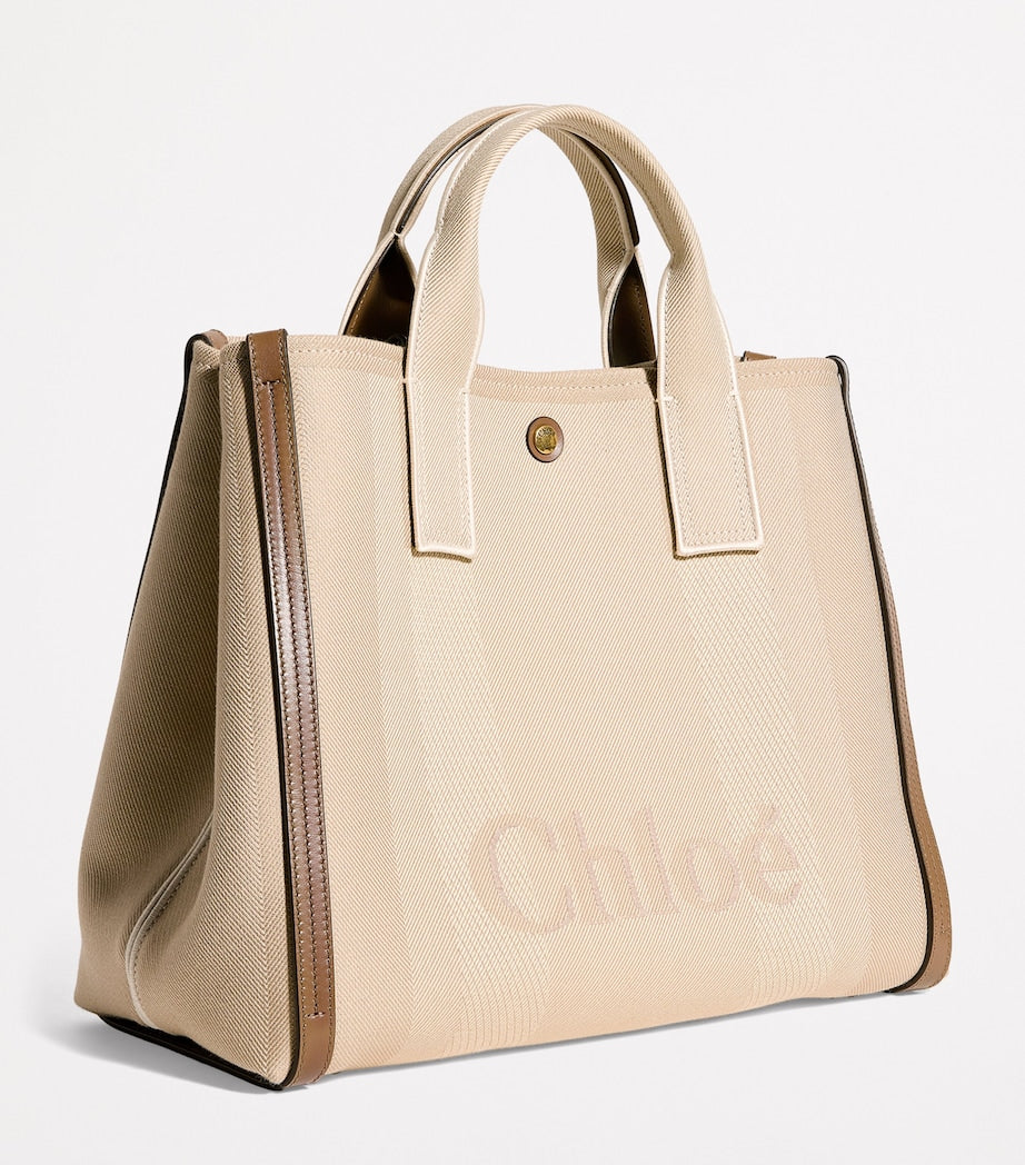 Beige Medium Canvas Carry Tote Bag