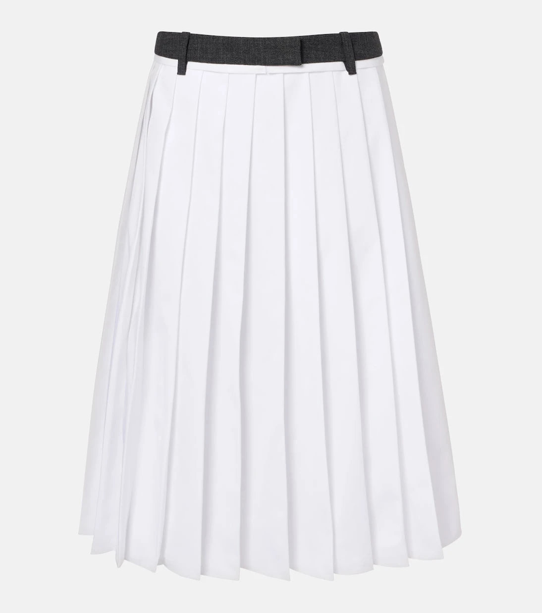Prada - Pleated cotton midi skirt
