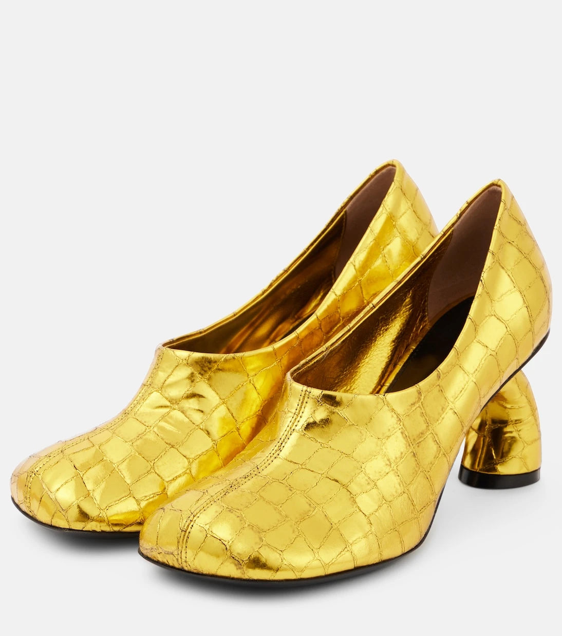 Dries Van Noten - 75 metallic leather pumps