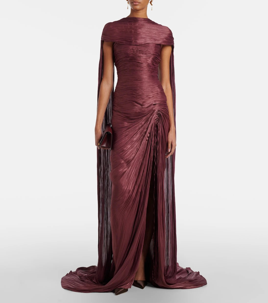 Marmar Halim - Draped pleated scarf-detail gown