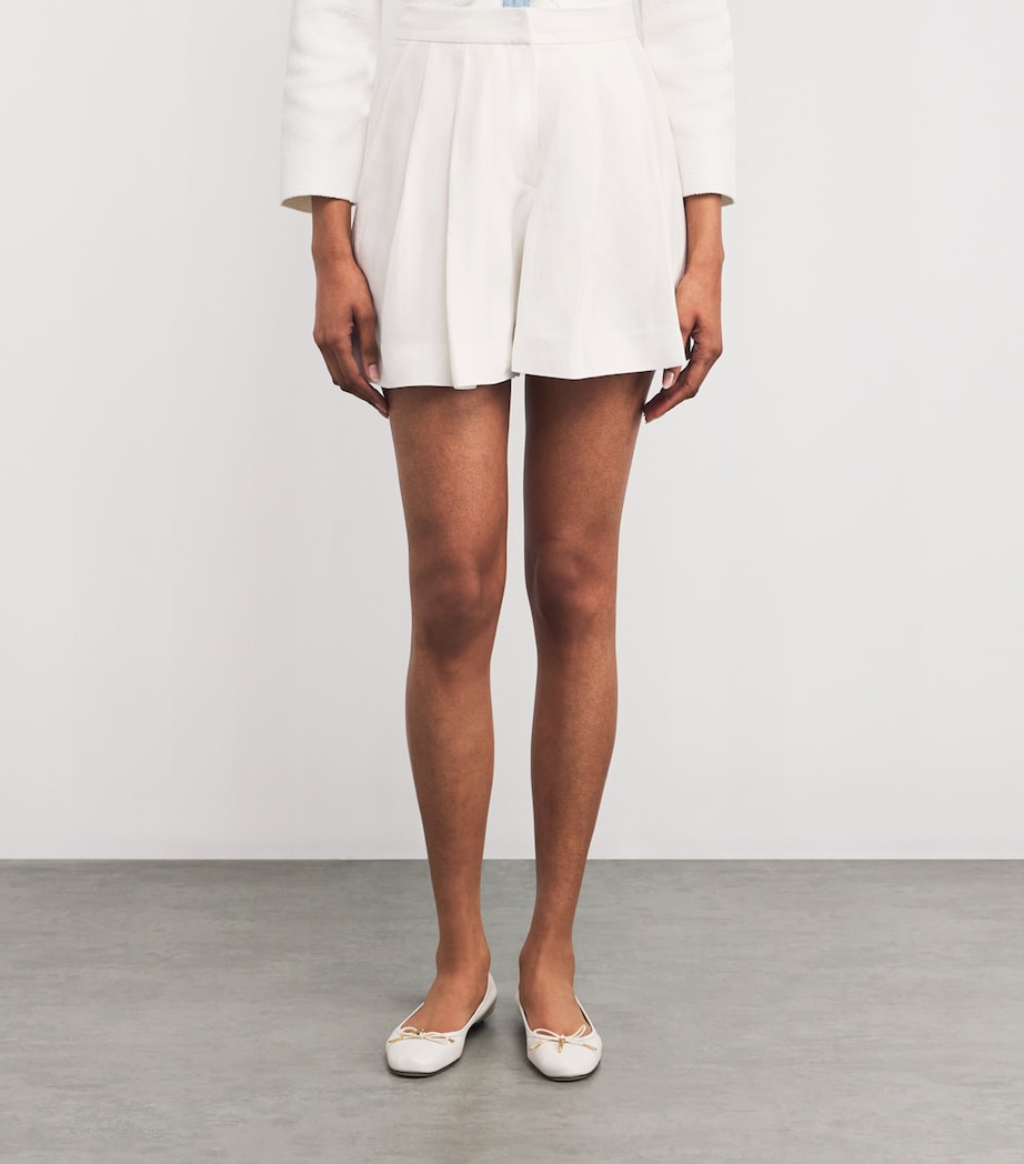 Maje White Pleated Tailored Shorts