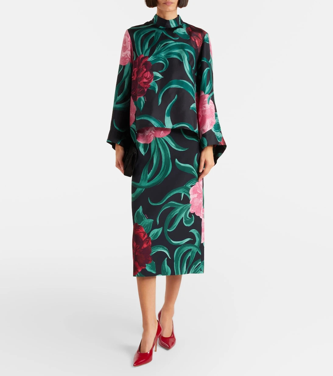 La DoubleJ - Make An Exit floral silk twill top