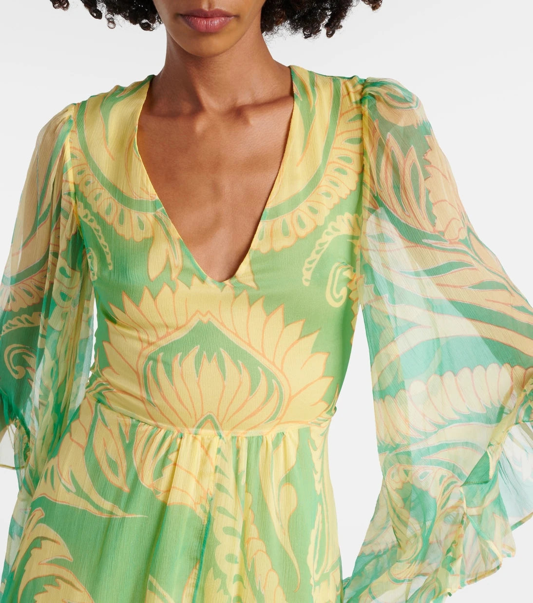 Etro - Printed ruffled silk maxi dress