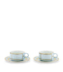 Set of 2 Porcelain Colonna Diva Celeste Teacups and Saucers