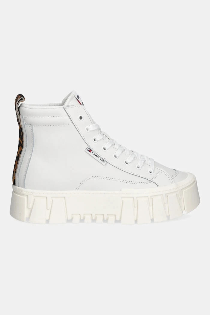 Кожени маратонки Tommy Jeans TJW VULC FLATFORM LEOPARD