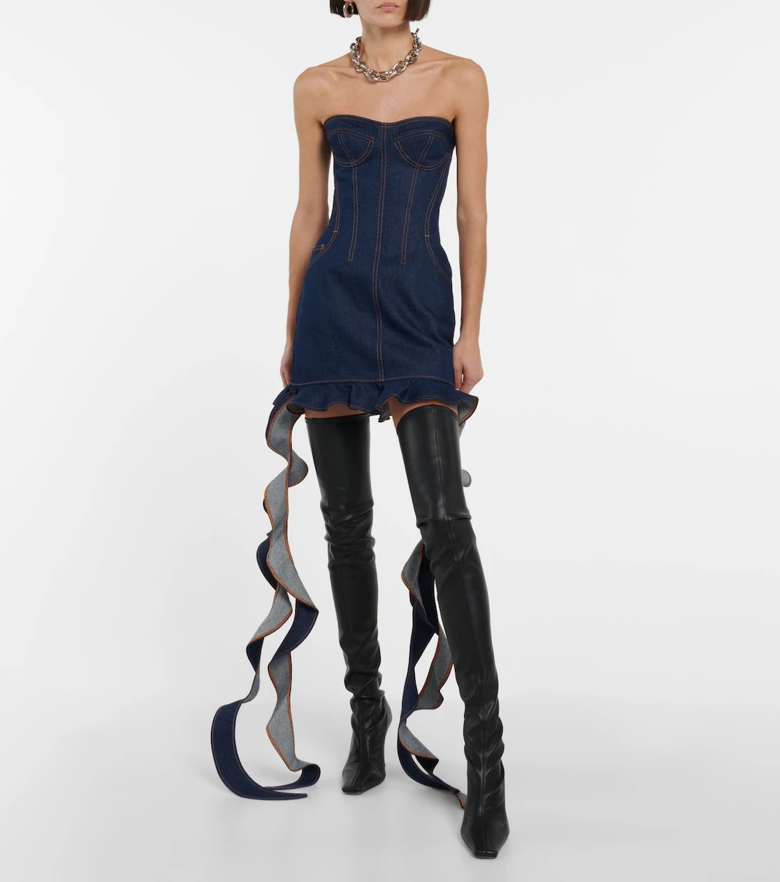 David Koma - Corset denim minidress