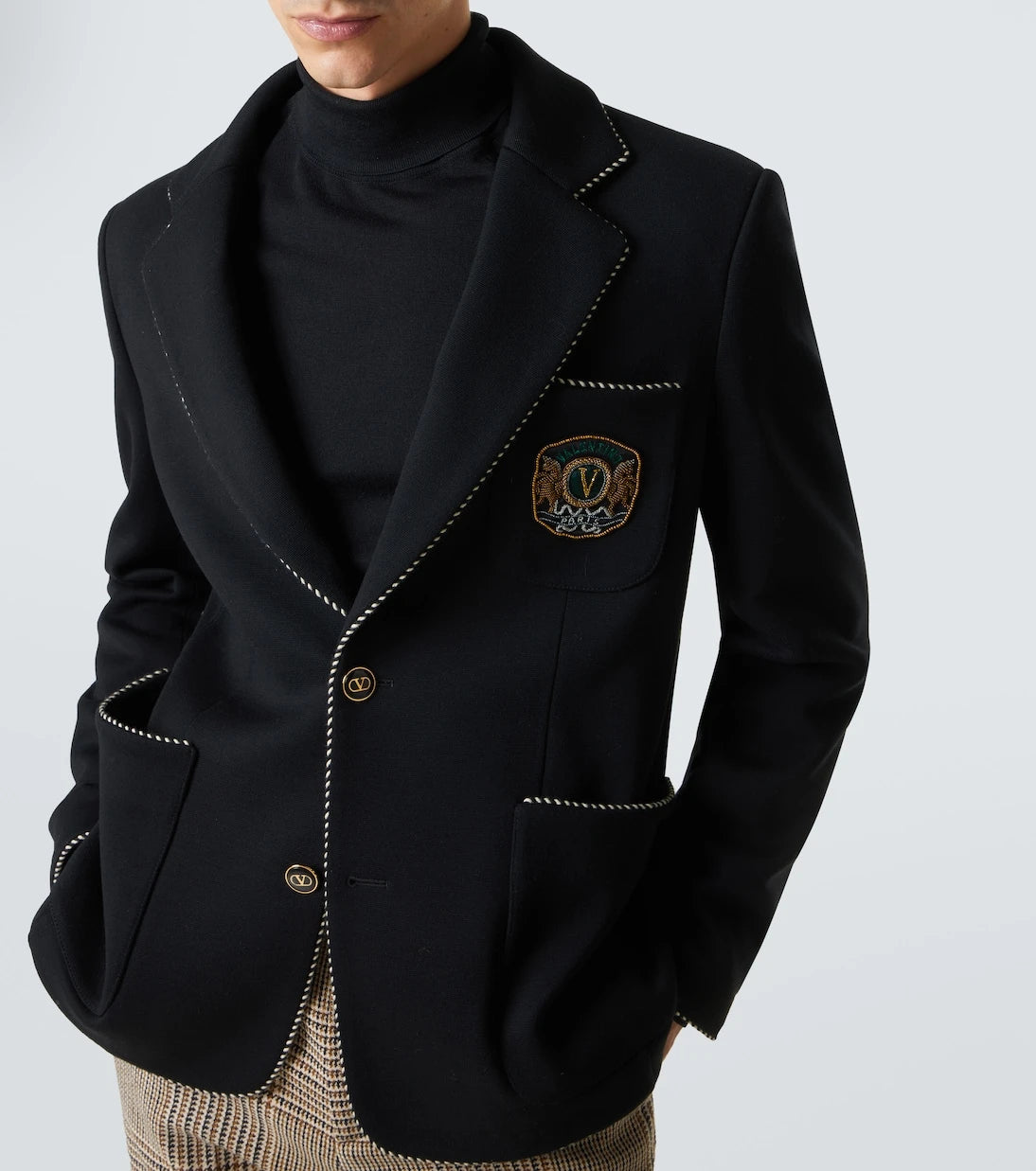 Valentino - Embroidered virgin wool blazer