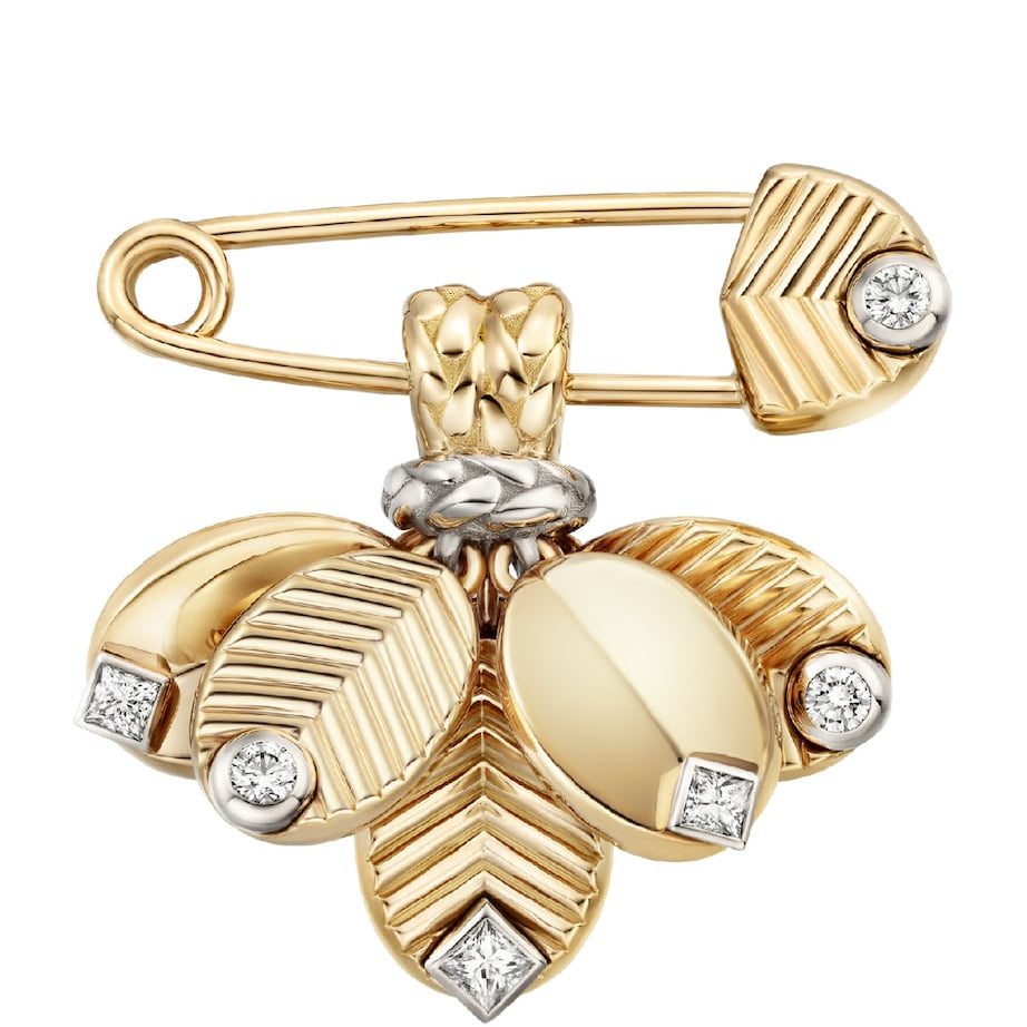 Yellow Gold, White Gold and Diamond Grain de Café Brooch