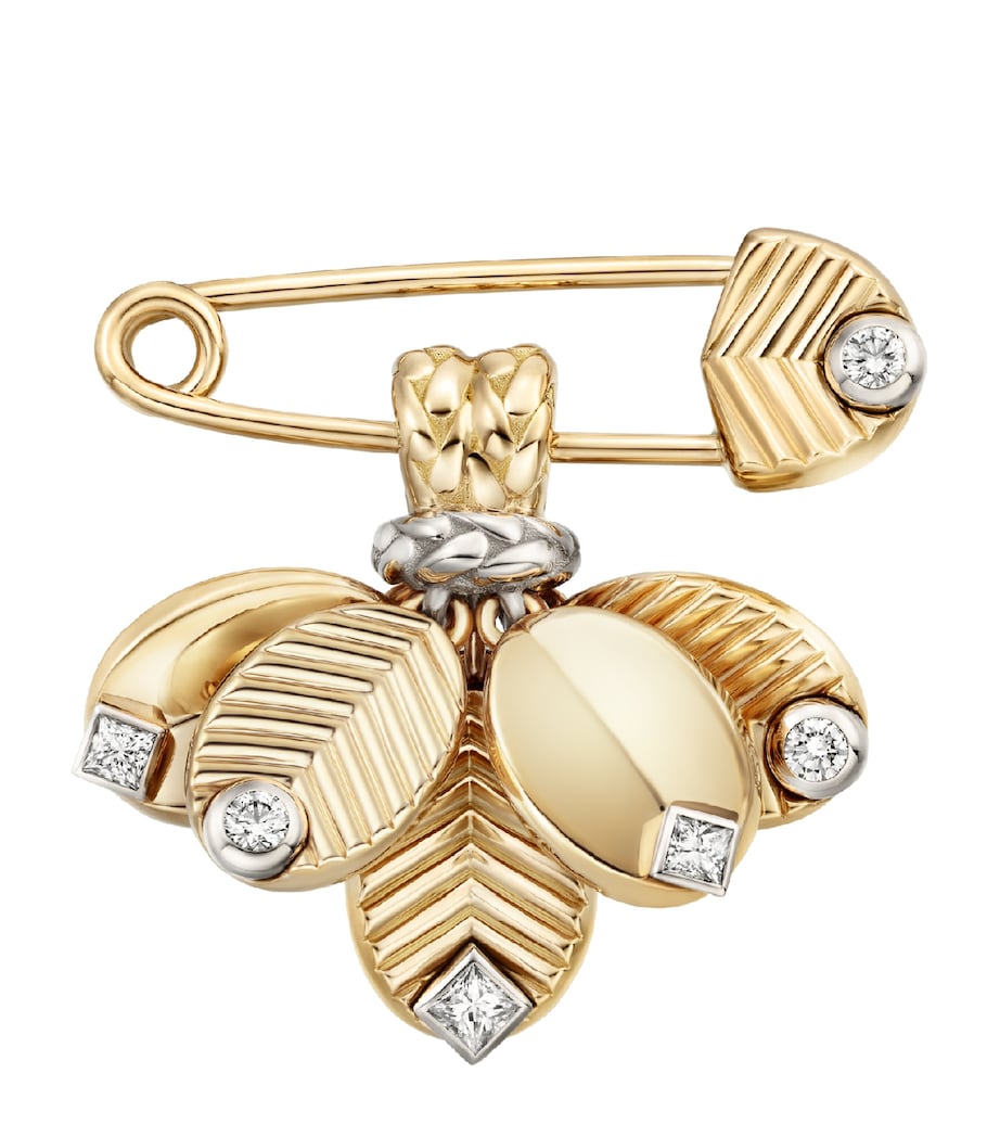 Yellow Gold, White Gold and Diamond Grain de Café Brooch