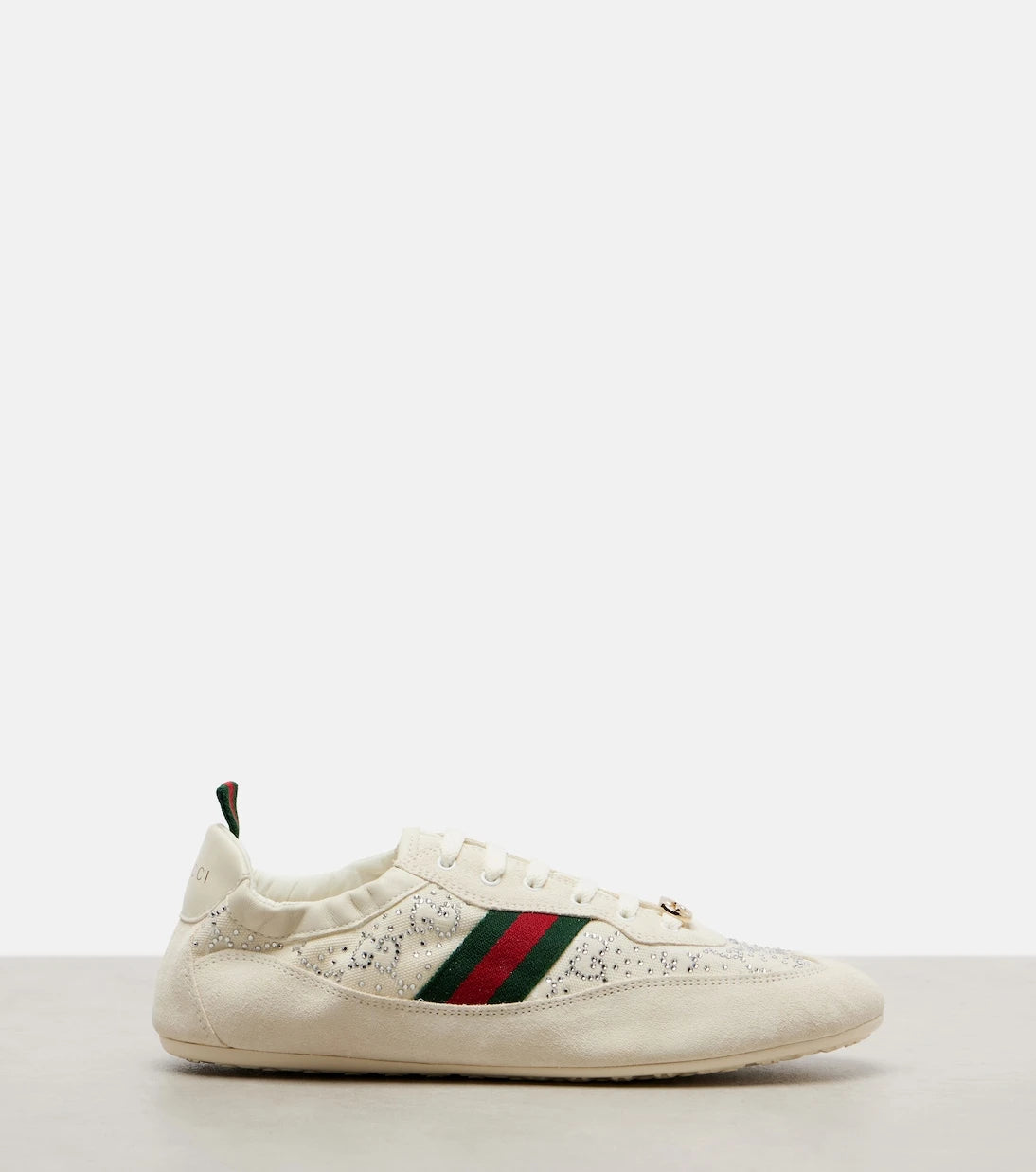 Gucci - Gucci Shift embellished suede-trimmed sneakers